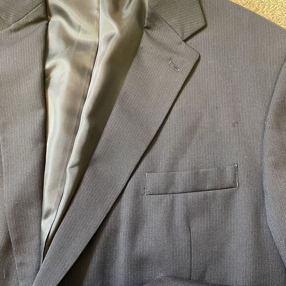 Stafford Signature Classic Fit Men Sz 50Long Blazer Jacket Sport Coat Black Blue - Picture 8 of 11